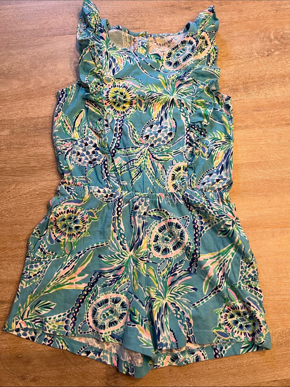 Lily Pulitzer girls large 8/10 ruffle romper EUC